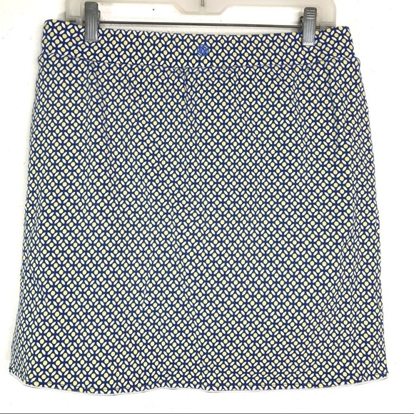 Talbots Blue White Yellow Skirt Skort with Pockets Size Medium M - Picture 3 of 11